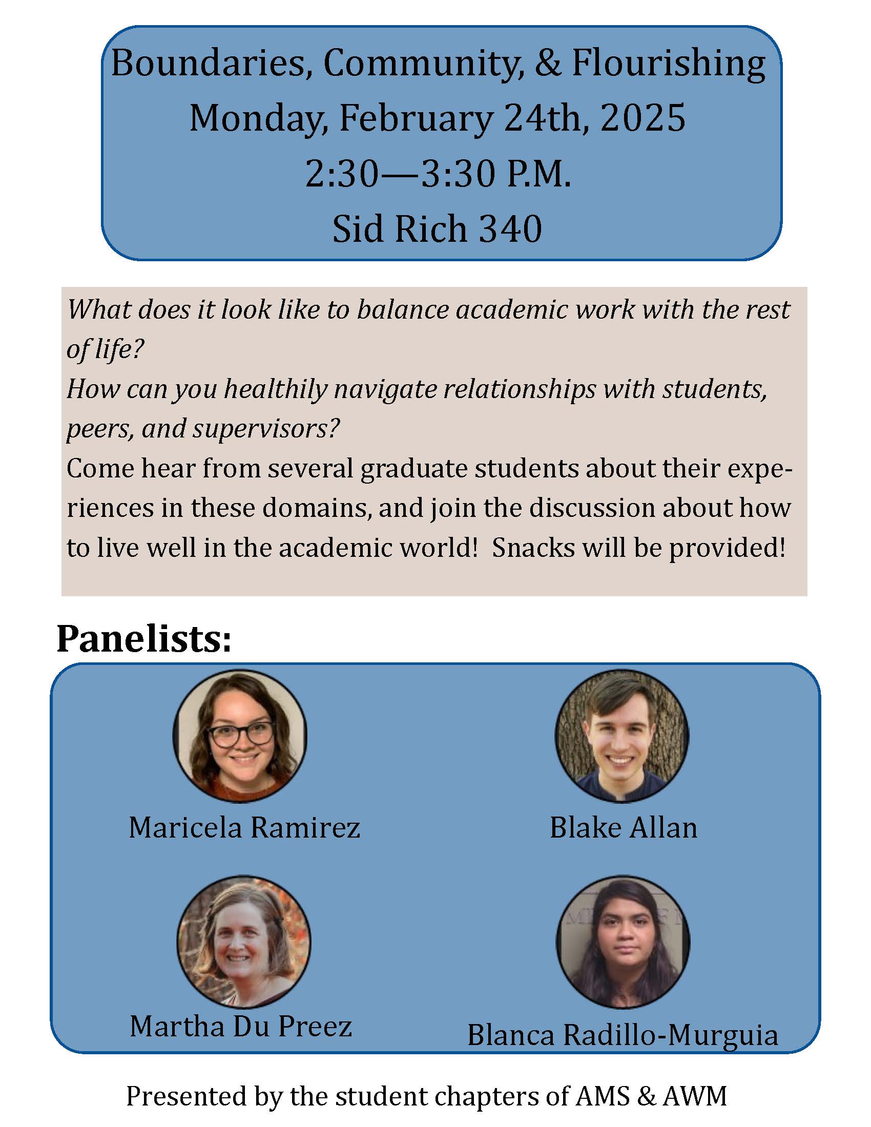  Spring 2025 Graduate Student Seminar Boundaries Flyer