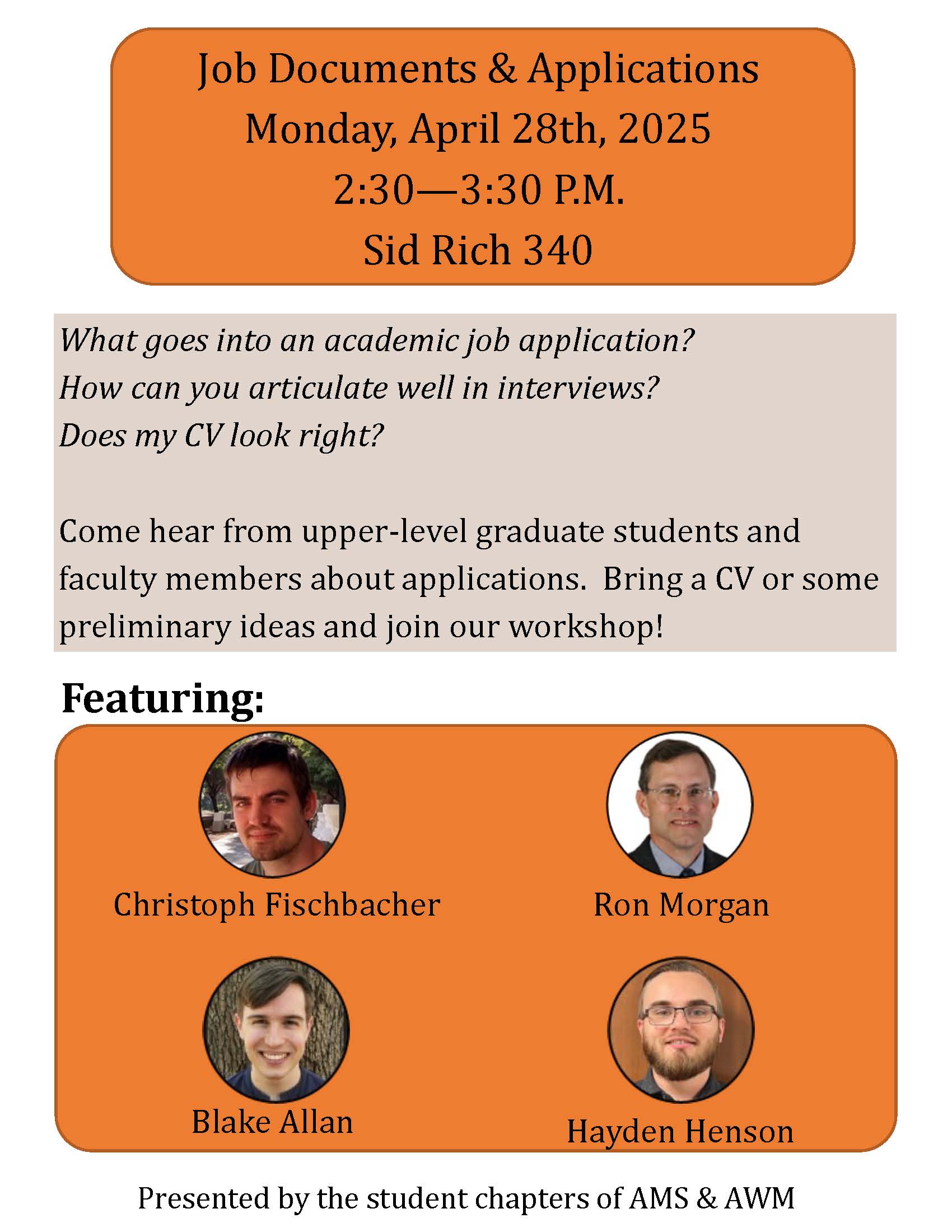  Spring 2025 Graduate Student Seminar Job Docs Flyer
