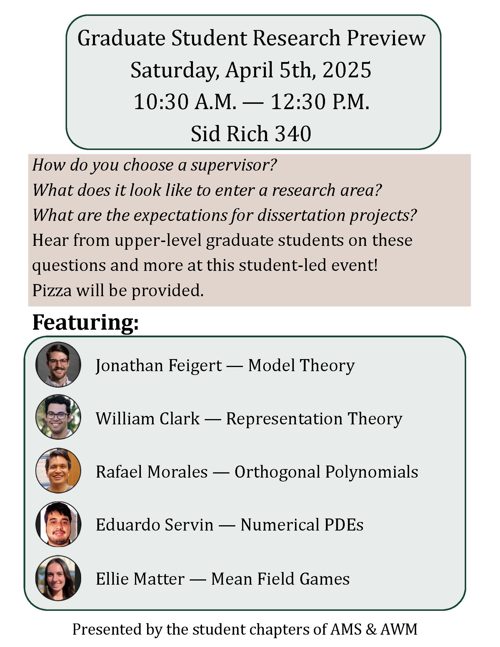  Spring 2025 Graduate Student Seminar Research Promo Flyer